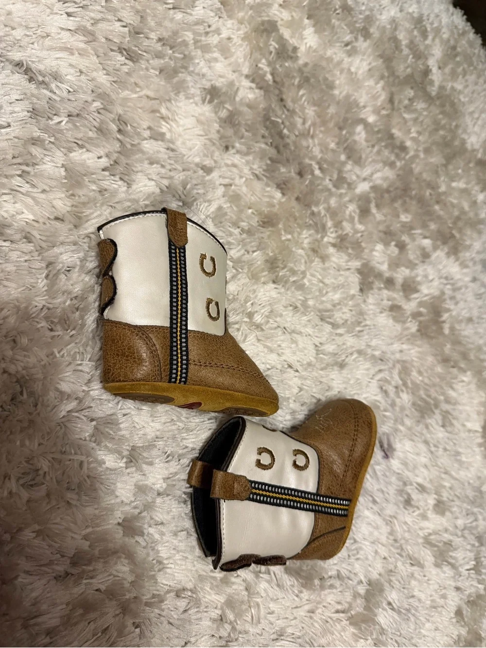 Boot Barn Infant Boys' Luke Little Horseshoe Western Boots - White & Tan